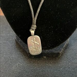 Silver Pendant Necklace with Black Cord